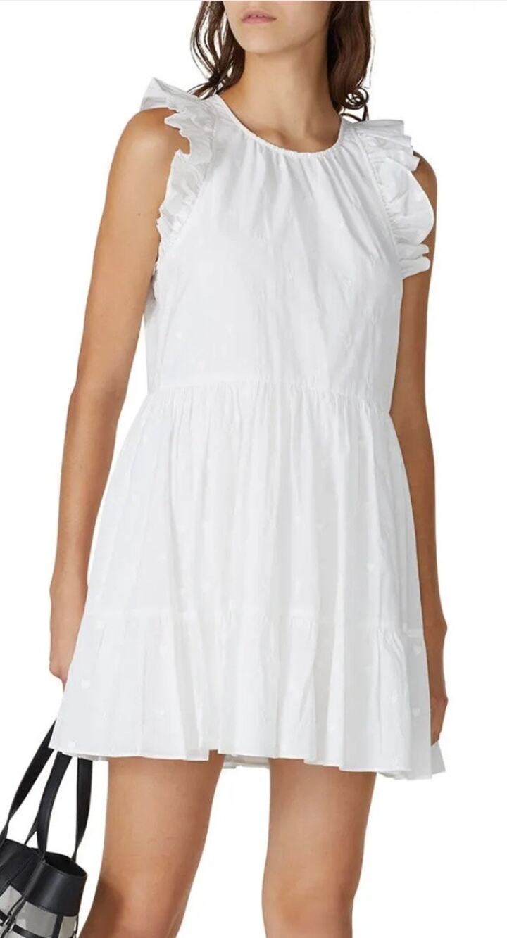 The Kooples White Ruffle Dress Size 1 Small